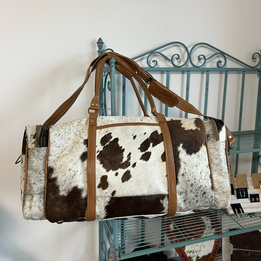 🔥New Myra Bag genuine Leather cowhide hair-on duffle bag travel unisex - Picture 6 of 15
